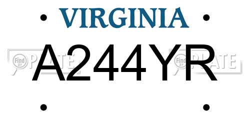 A244YR Virginia License Plate