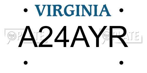 A24AYR Virginia License Plate
