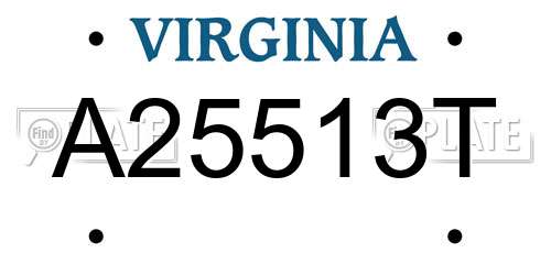 A25513T Virginia License Plate