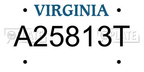 A25813T Virginia License Plate