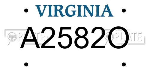A2582O Virginia License Plate