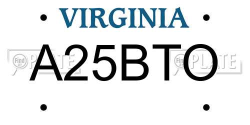 A25BTO Virginia License Plate