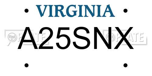 A25SNX Virginia License Plate