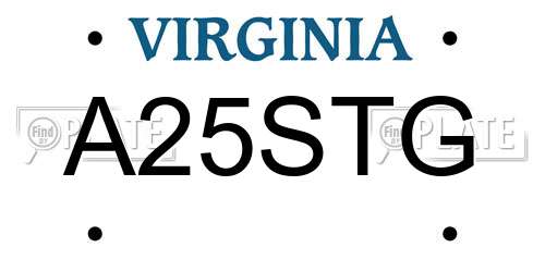 A25STG Virginia License Plate