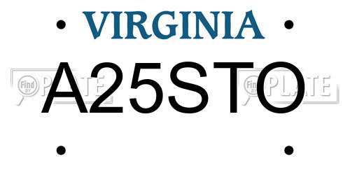 A25STO Virginia License Plate