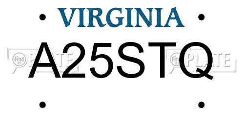 A25STQ Virginia License Plate