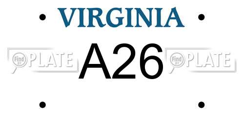 A26 Virginia License Plate