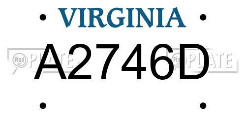 A2746D Virginia License Plate