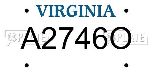 A2746O Virginia License Plate