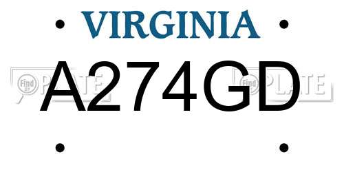 A274GD Virginia License Plate