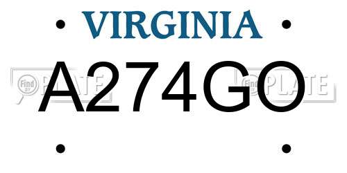 A274GO Virginia License Plate