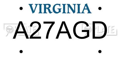 A27AGD Virginia License Plate