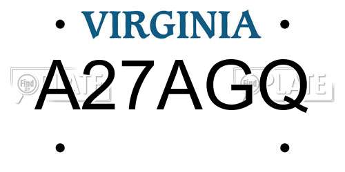 A27AGQ Virginia License Plate
