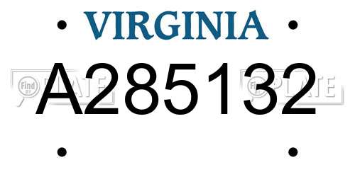A285132 Virginia License Plate