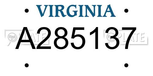 A285137 Virginia License Plate