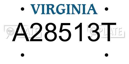 A28513T Virginia License Plate