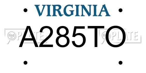 A285TO Virginia License Plate