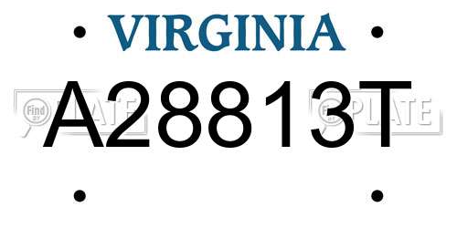 A28813T Virginia License Plate
