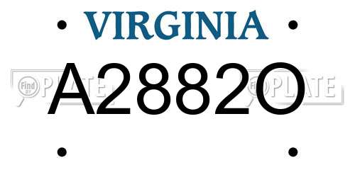 A2882O Virginia License Plate