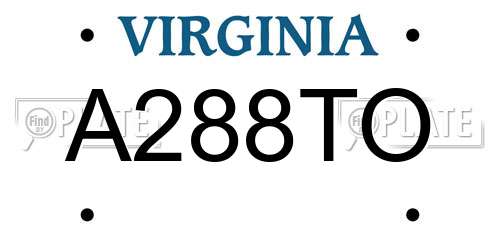 A288TO Virginia License Plate