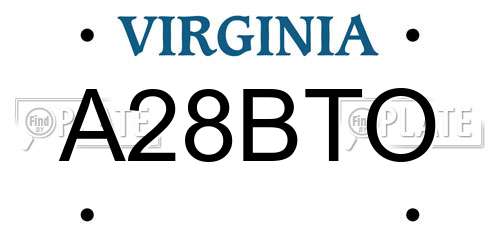 A28BTO Virginia License Plate