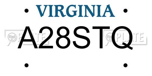 A28STQ Virginia License Plate