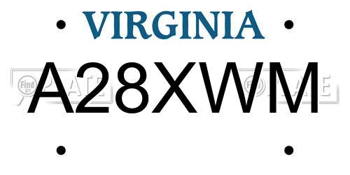 A28XWM Virginia License Plate