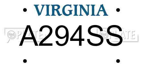 A294SS Virginia License Plate