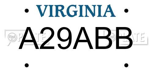 A29ABB Virginia License Plate