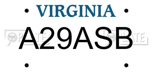 A29ASB Virginia License Plate