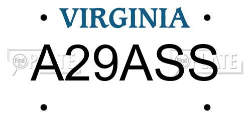 A29ASS Virginia License Plate