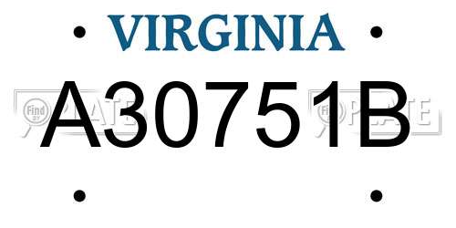 A30751B Virginia License Plate