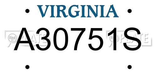 A30751S Virginia License Plate