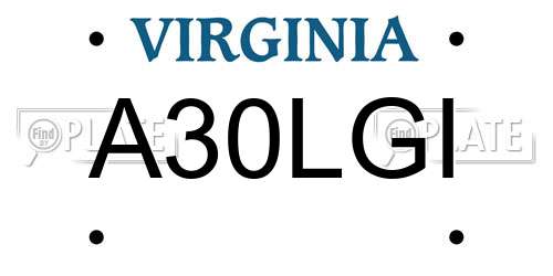 A30LGI Virginia License Plate