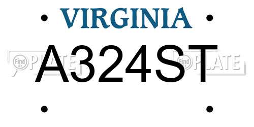 A324ST Virginia License Plate