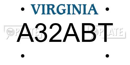 A32ABT Virginia License Plate