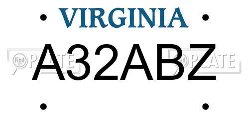 A32ABZ Virginia License Plate