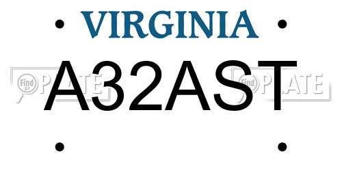 A32AST Virginia License Plate