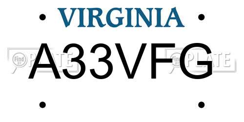 A33VFG Virginia License Plate
