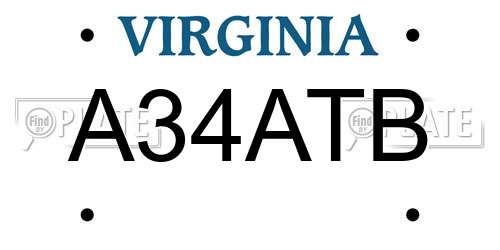 A34ATB Virginia License Plate