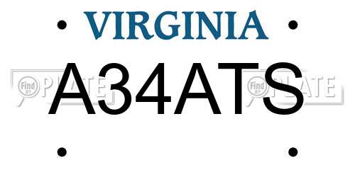A34ATS Virginia License Plate