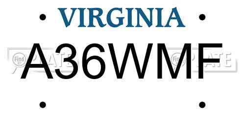 A36WMF Virginia License Plate