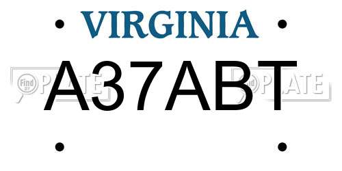 A37ABT Virginia License Plate