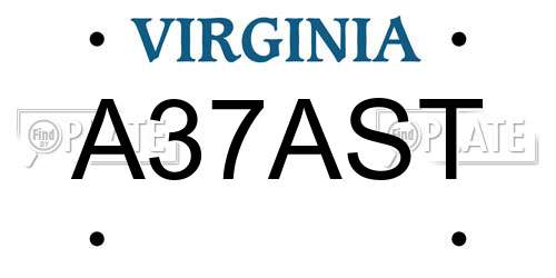A37AST Virginia License Plate
