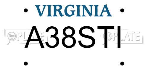 A38STI Virginia License Plate