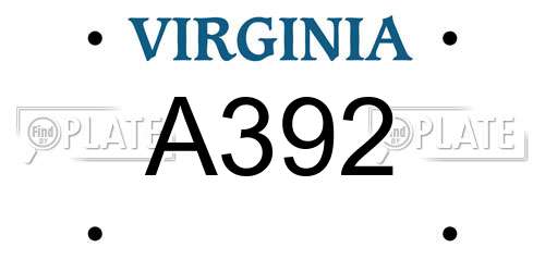 A392 Virginia License Plate