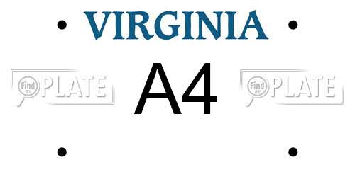 A4 Virginia License Plate