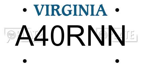 A40RNN Virginia License Plate