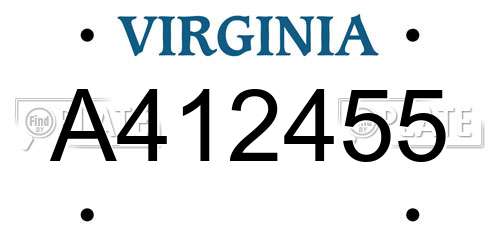 A412455 Virginia License Plate