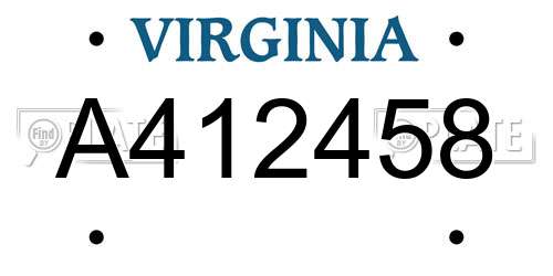 A412458 Virginia License Plate